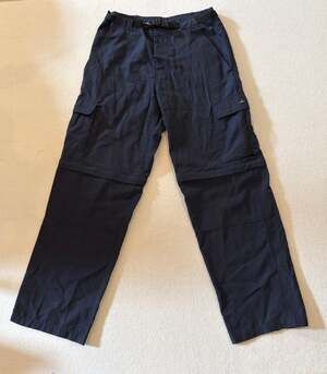 prAna Men's SM Navy Cotton Blend Convertible Hiking Cargo Pants Zip Off Shorts